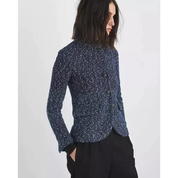 Rag & Bone Slade Blazer Blue Tweed Textured Fall Winter Style Size 2 - Picture 2 of 14